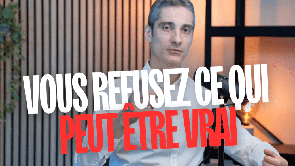 Xavier Foucher pointe du doigt le texte « Pourquoi vous rejetez ce qui peut être vrai » dans une image sur l’effet Semmelweis.