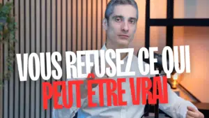 Xavier Foucher pointe du doigt le texte « Pourquoi vous rejetez ce qui peut être vrai » dans une image sur l’effet Semmelweis.
