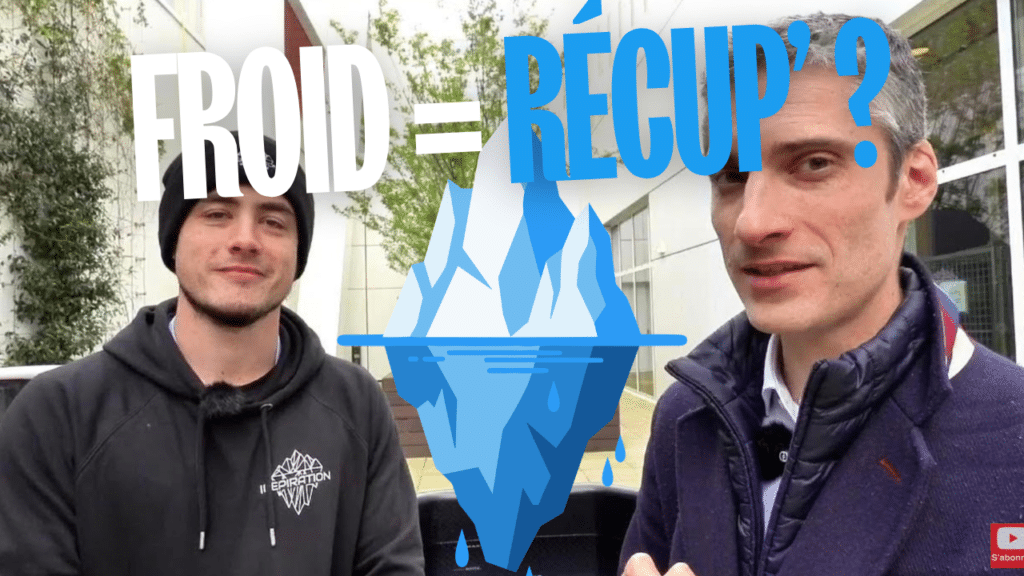 Xavier Foucher interviewe Matis d’ICEPIRATION au Salon de l’Hypersanté 2026 à Paris, avec un visuel d’iceberg au centre et le texte « Froid = récup ? ».