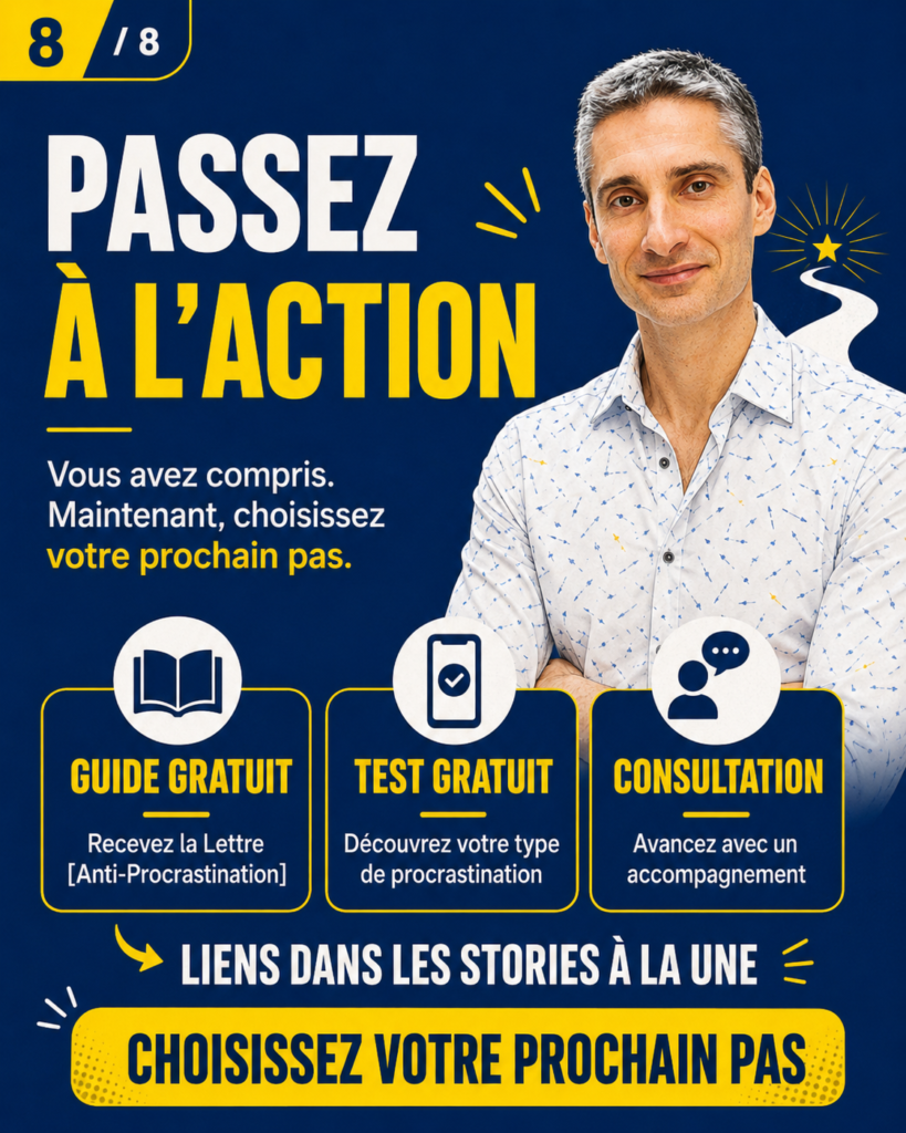 BD récapitulative montrant Xavier Foucher expliquant que le désir n’est pas l’ennemi, que le cerveau aime l’immédiat, que les écrans exploitent nos biais et qu’il faut choisir le désir qui rend plus libre.