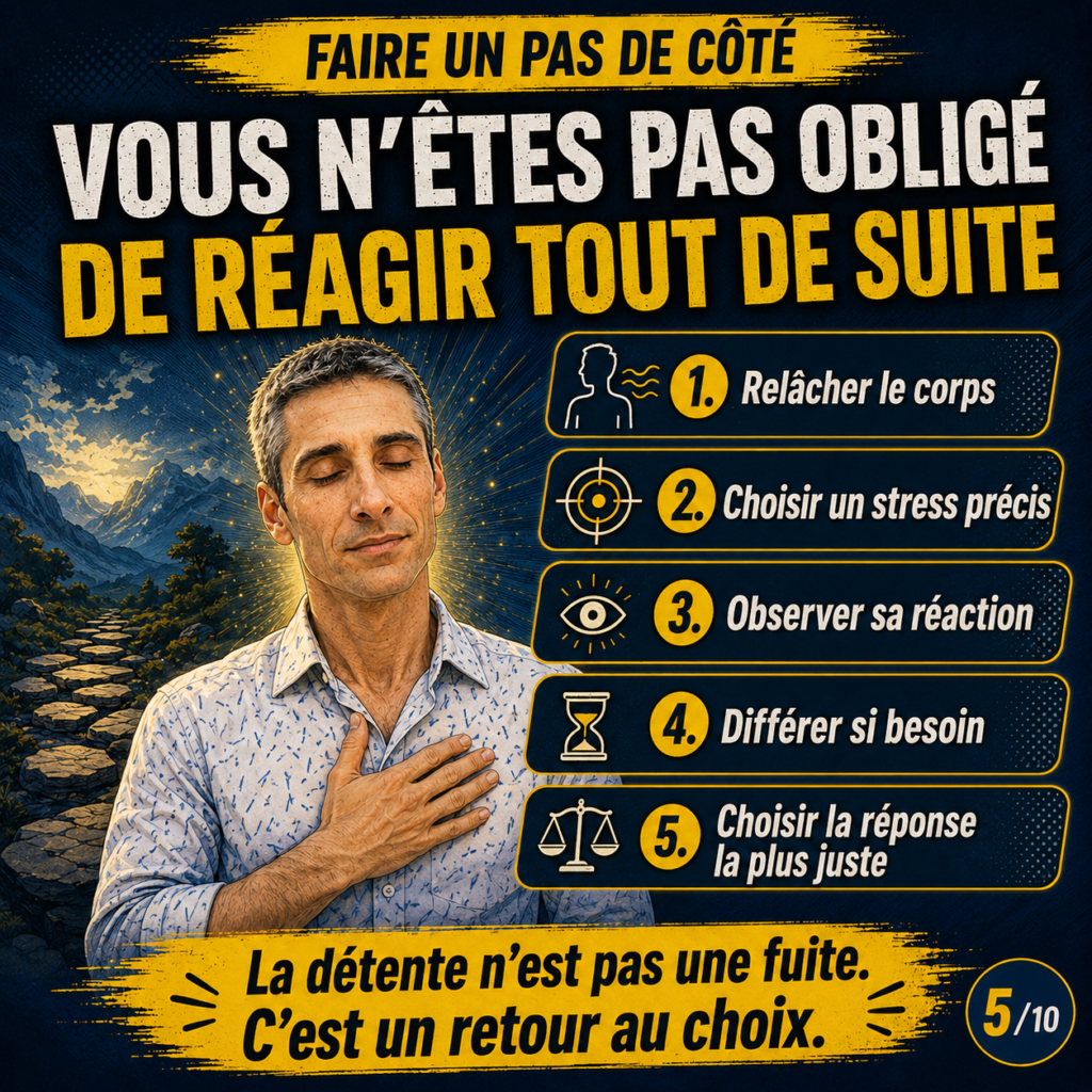 Illustration expliquant que le stress n’est pas toujours le problème et qu’il faut distinguer stress inévitable, stress auto-infligé et stress transmis pour mieux se réguler.