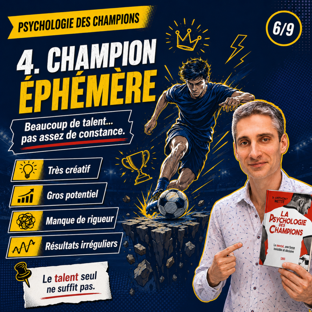 Illustration du Champion Éphémère parmi les 5 types de champions, un profil créatif, talentueux, mais parfois irrégulier et en manque de rigueur.