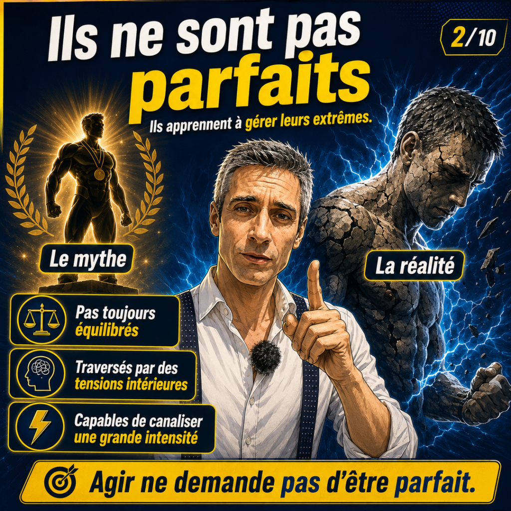 Illustration montrant que les caractéristiques des champions incluent des tensions intérieures et des extrêmes à canaliser.