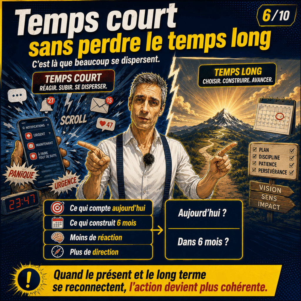 Illustration sur les caractéristiques des champions opposant distractions du temps court et vision long terme.