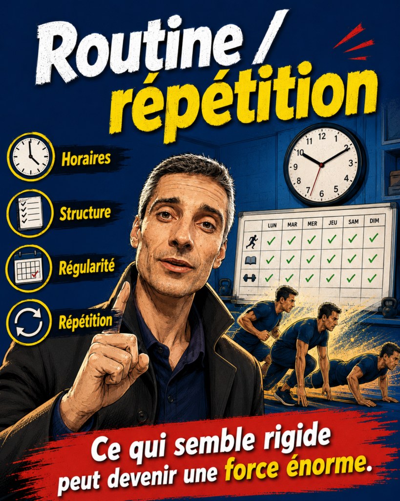 BD sur la routine, la répétition, les horaires et la régularité dans la psychologie des champions.